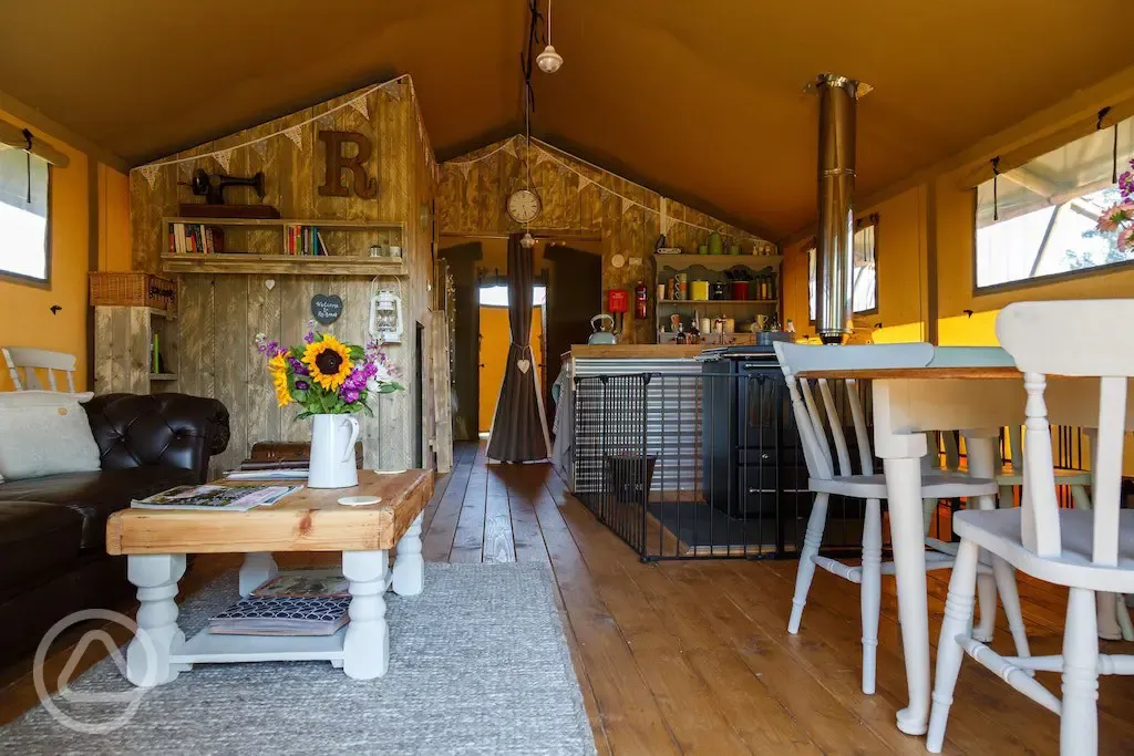 Safari lodge tent interior 