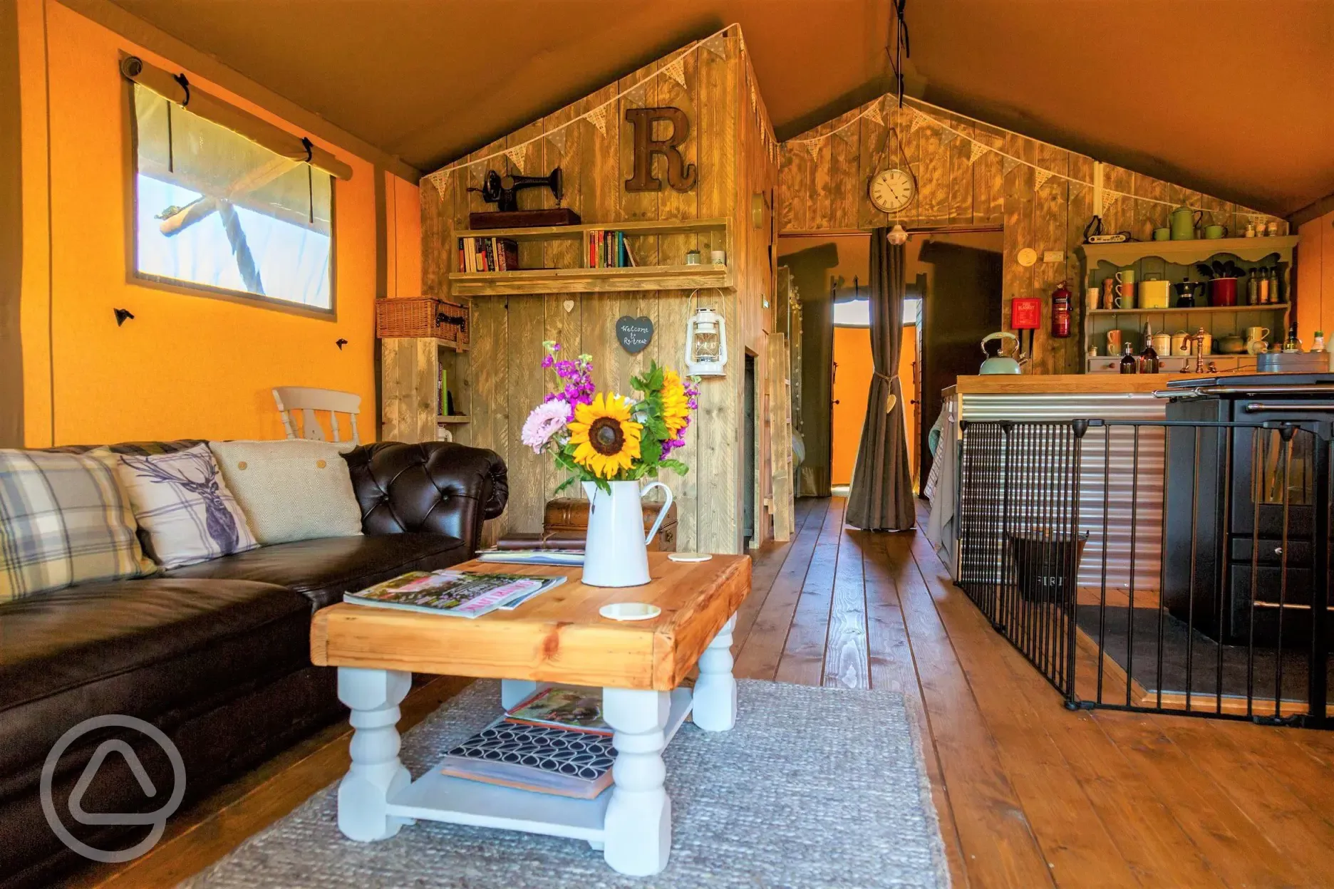 Safari lodge tent interior 