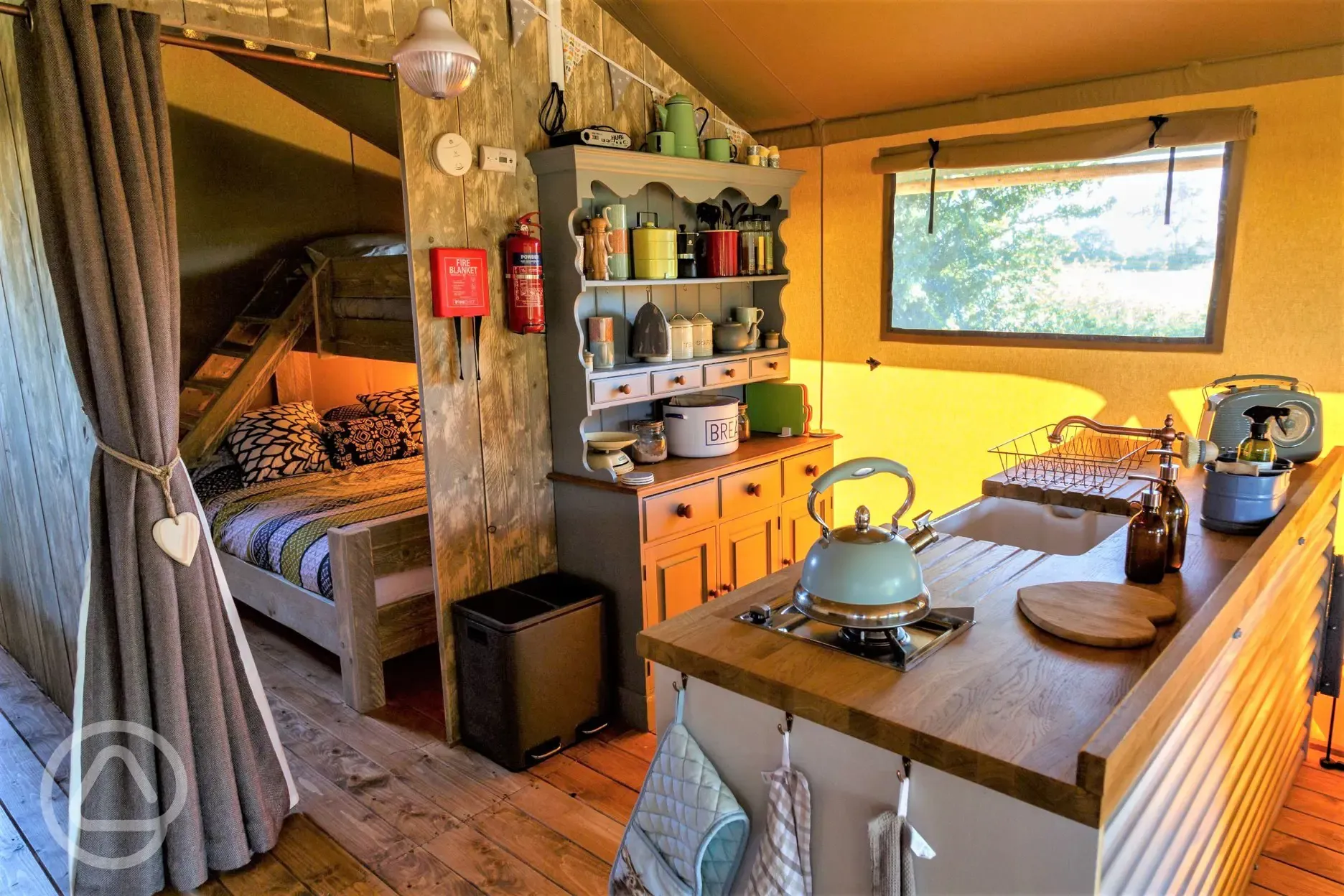 Safari lodge tent kitchen area