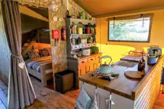 Safari lodge tent kitchen area Safari lodge tent kitchen area