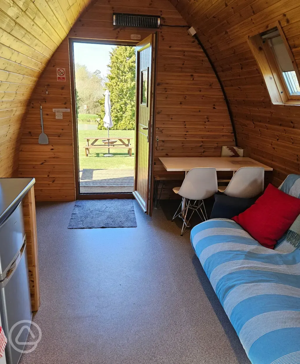 Large glamping pod interior