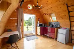 Small glamping pod interior