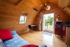 Small glamping pod interior