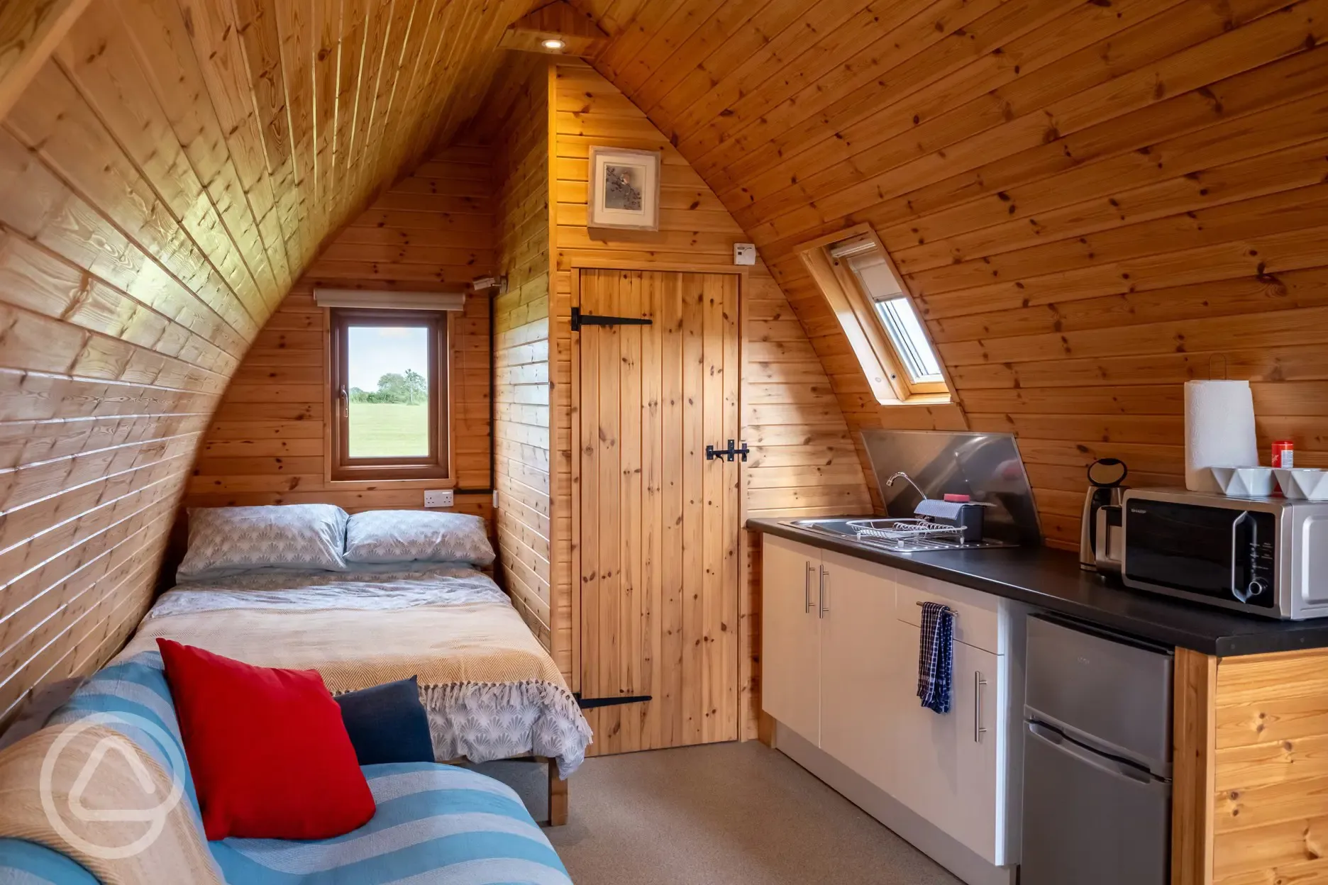 Large glamping pod interior