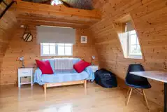 Small glamping pod interior