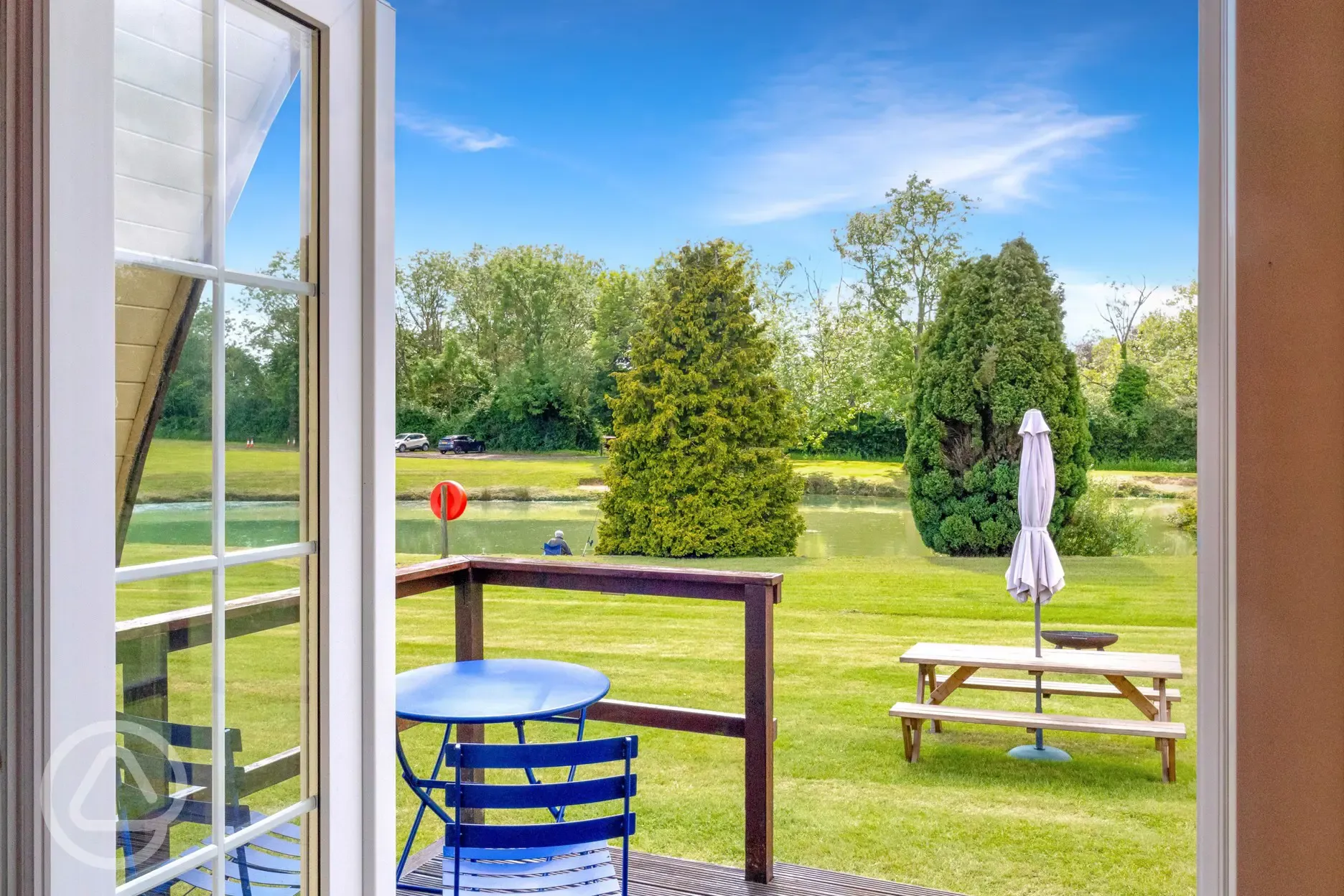 Glamping pod decking area