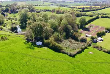 Aerial of the yurts at Meadow Lake Glamping
