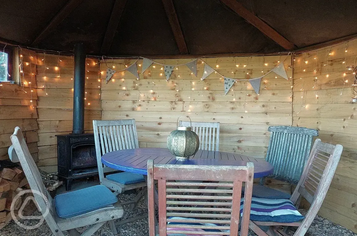 Bramble yurt dining area
