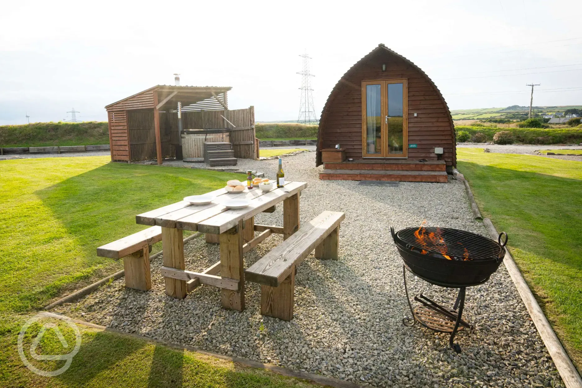 Wigwam pods with optional hot tubs