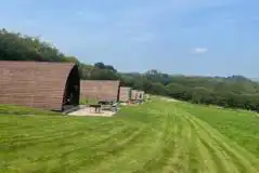 Pods overlooking countryside