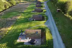 Aerial of the glamping pods