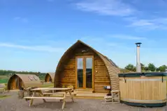 Wigwam pod with hot tub