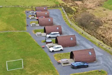 Aerial view of the en-suite deluxe Wigwam pods