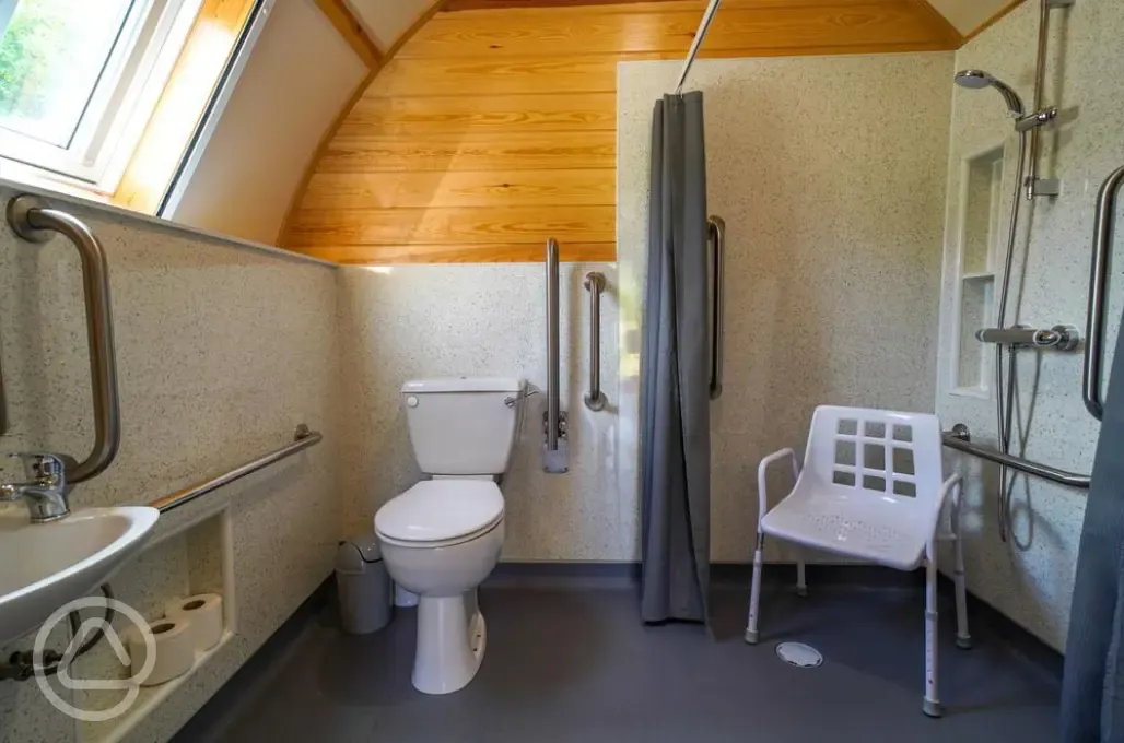 Large deluxe ensuite Wigwam pod accessible wetroom