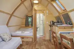 Deluxe ensuite Wigwam pod interior