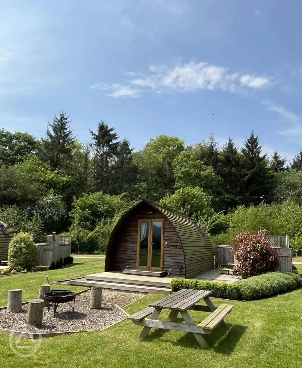 Wigwam pod with private hot tub