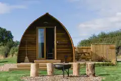 Wigwam pod with hot tub