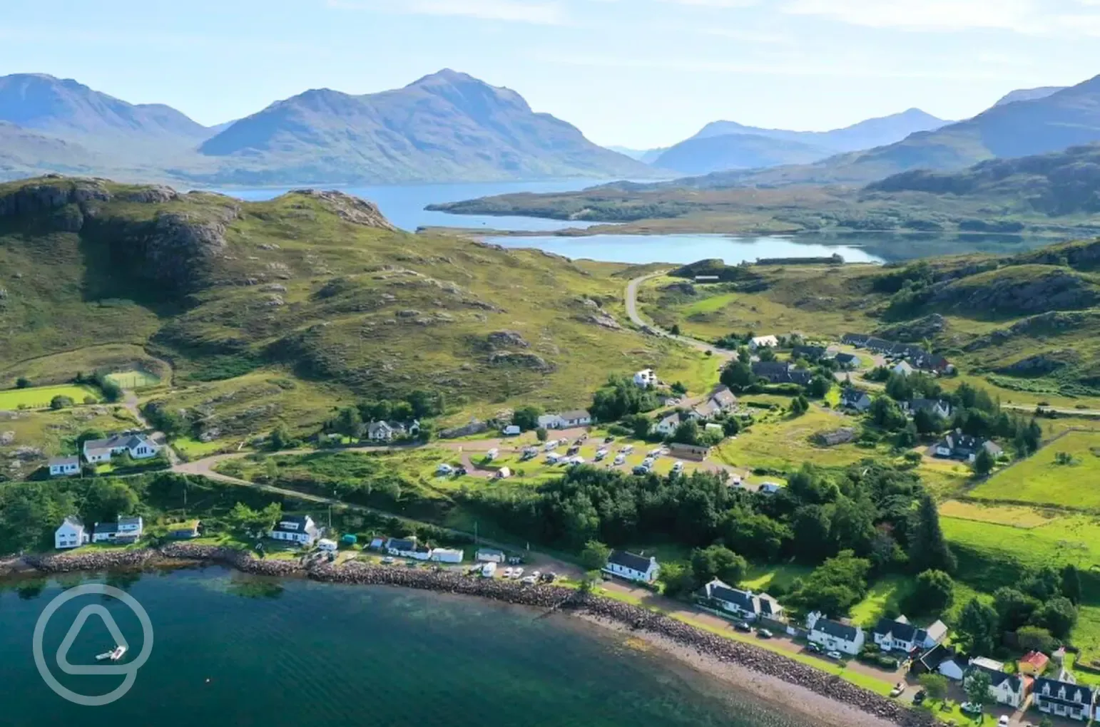 Aerial of Shieldaig Camping and Cabins by Loch Shieldaig Aerial of Shieldaig Camping and Cabins by Loch Shieldaig