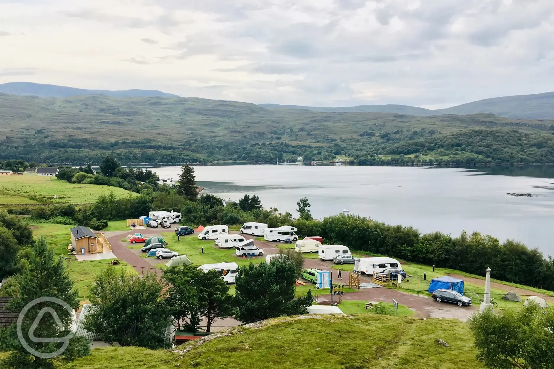 Aerial of Shieldaig Camping and Cabins by Loch Shieldaig Aerial of Shieldaig Camping and Cabins by Loch Shieldaig