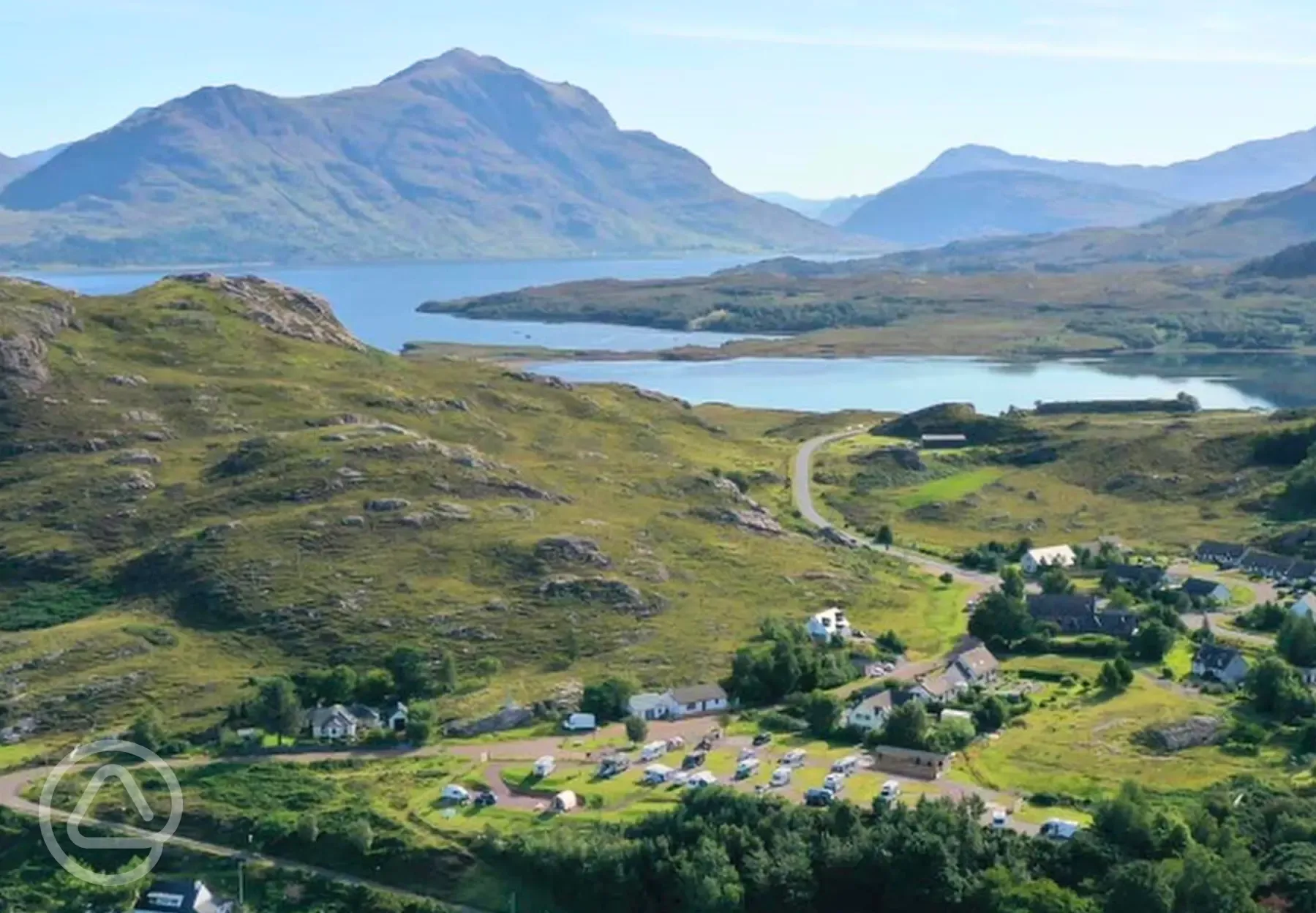 Aerial of Shieldaig Camping and Cabins by Loch Shieldaig Aerial of Shieldaig Camping and Cabins by Loch Shieldaig