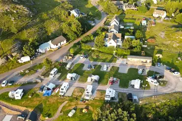 Aerial of Shieldaig Camping and Cabins with hardstanding pitches