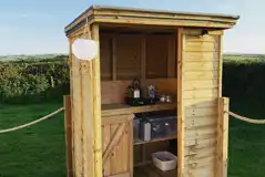 Luxury bell tent private kitchen area