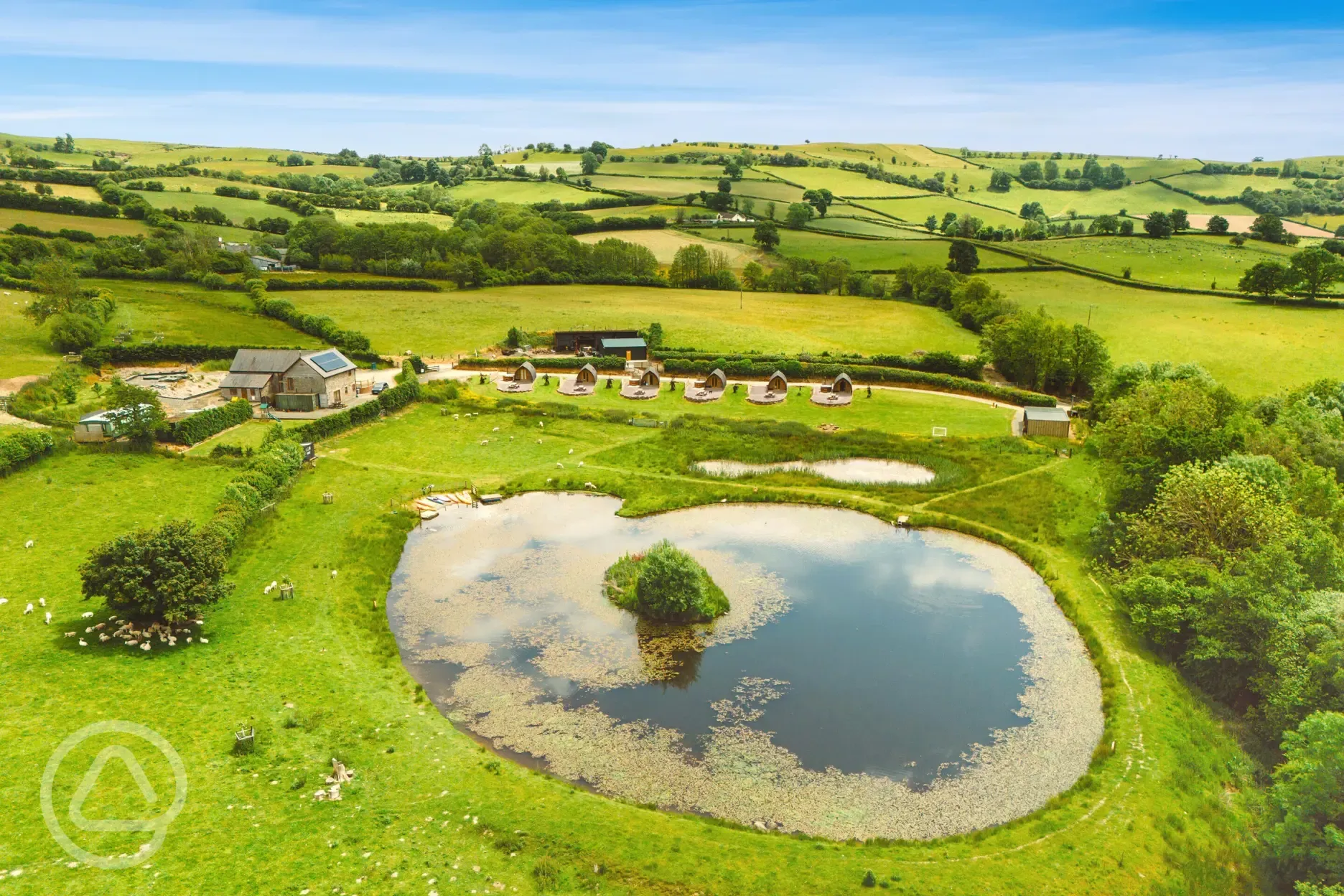 Aerial of the glamping site