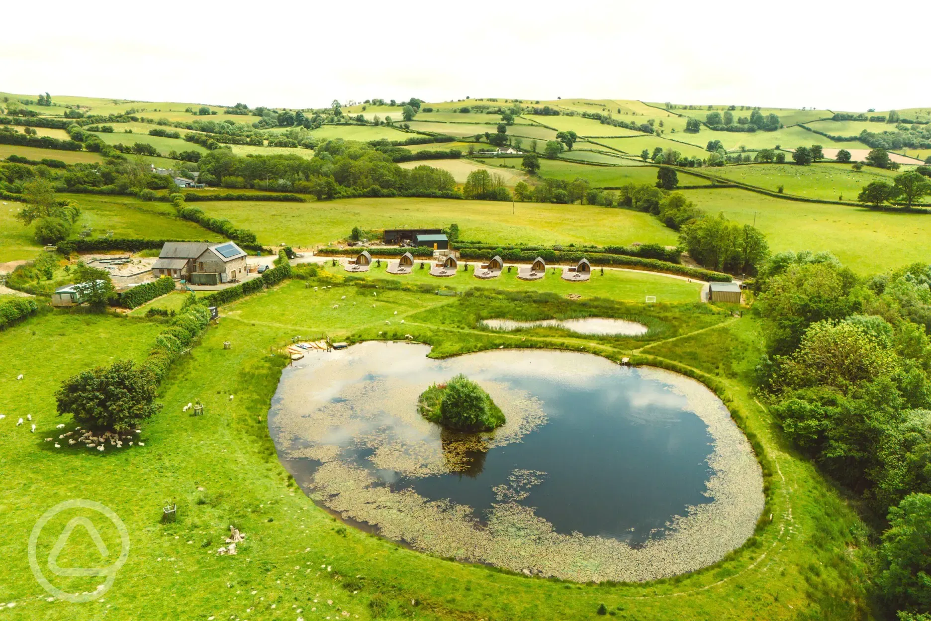 Aerial of the glamping site