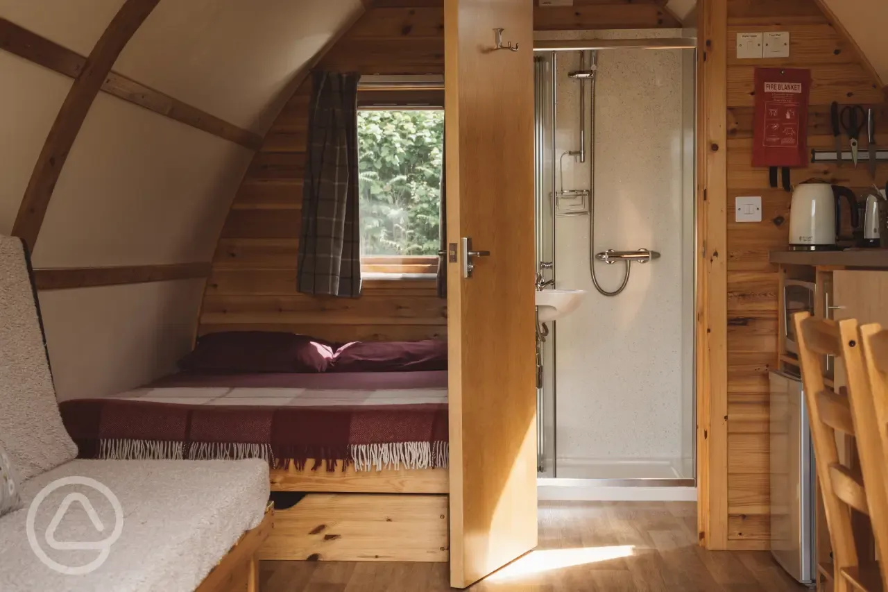 Ensuite deluxe Wigwam pod interior