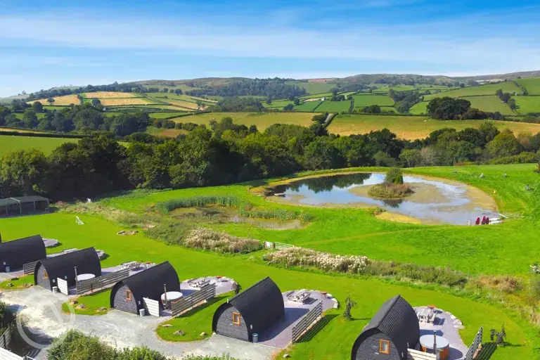 Aerial of the glamping site