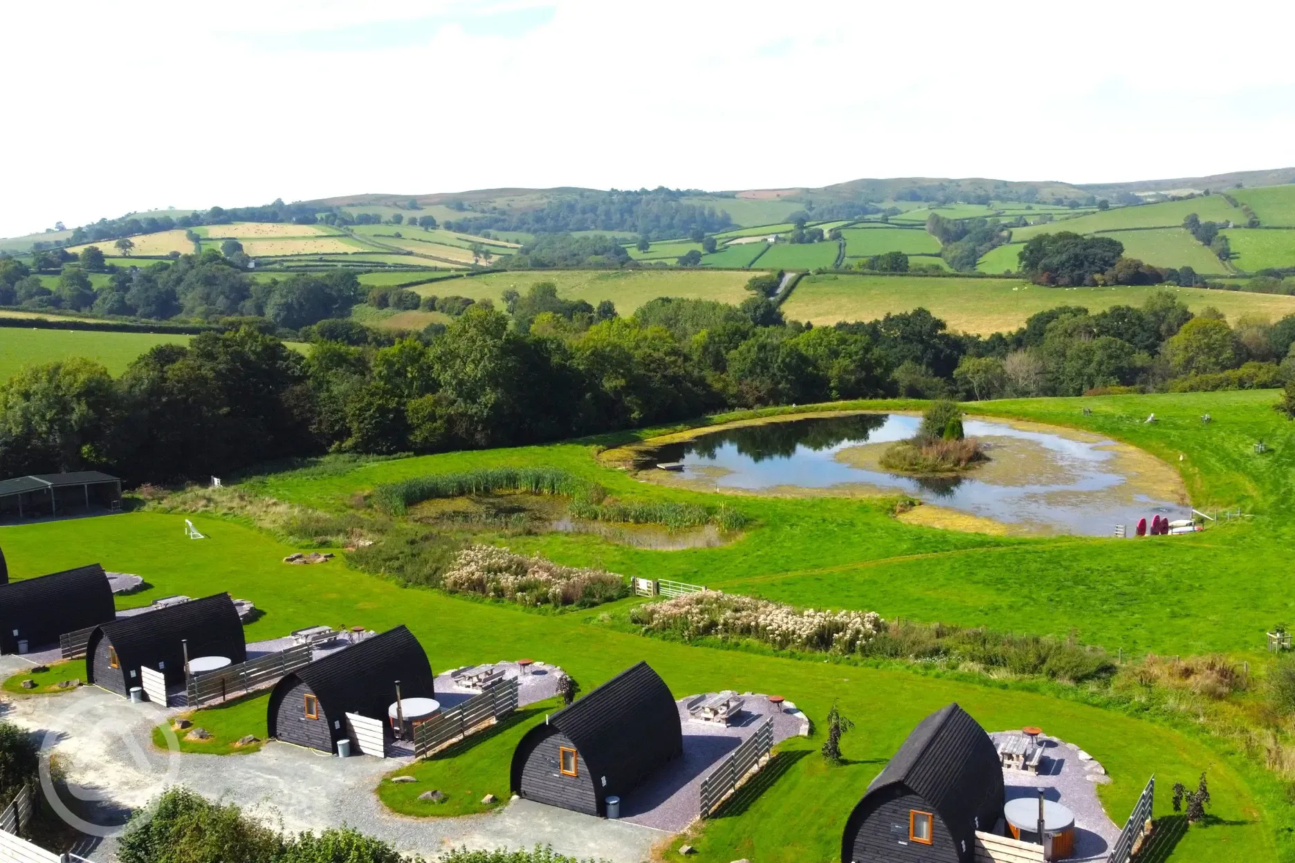 Aerial of the glamping site