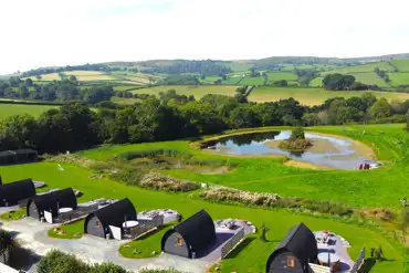 Aerial of the glamping site