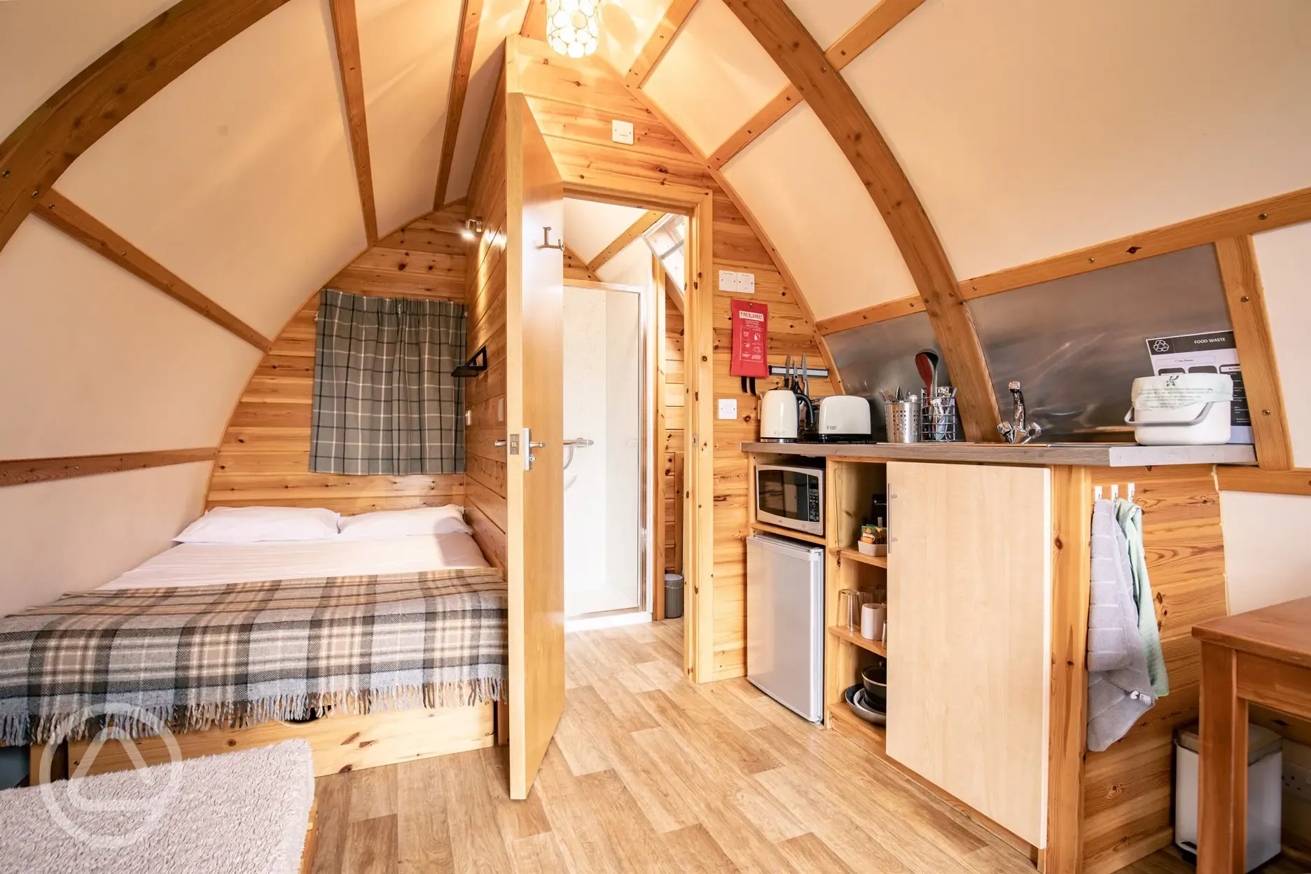 Ensuite deluxe Wigwam pod interior