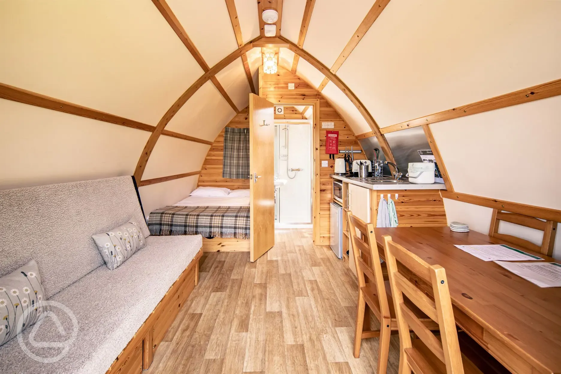 Ensuite deluxe Wigwam pod interior