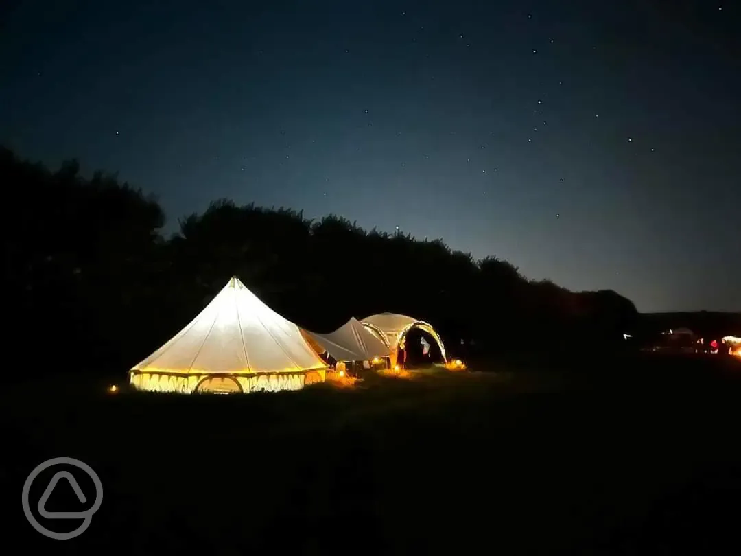 Grass pitches at night