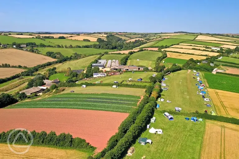 Aerial of South Devon Camping and the countryside 