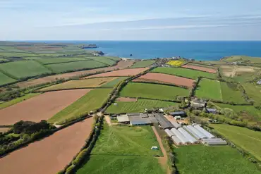 Aerial of South Devon Camping and the countryside and coast