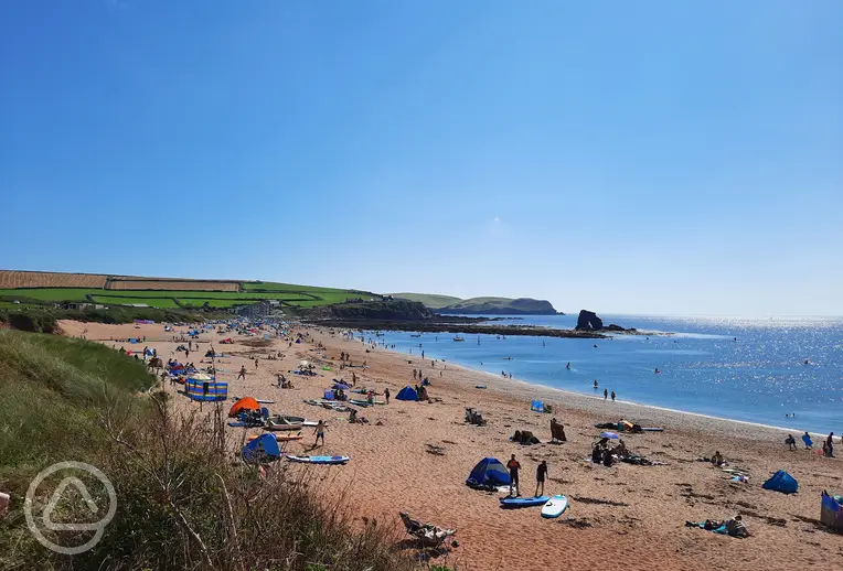 Nearby South Milton Sands and Thurlestone Rock, a ten minute walk away