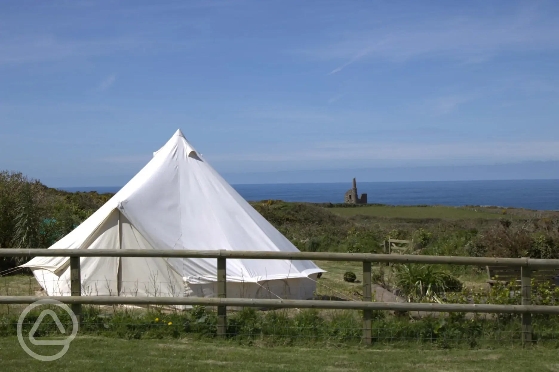 View towards your own enclosed ''Rent a Tent'' Glamping Garden. 
