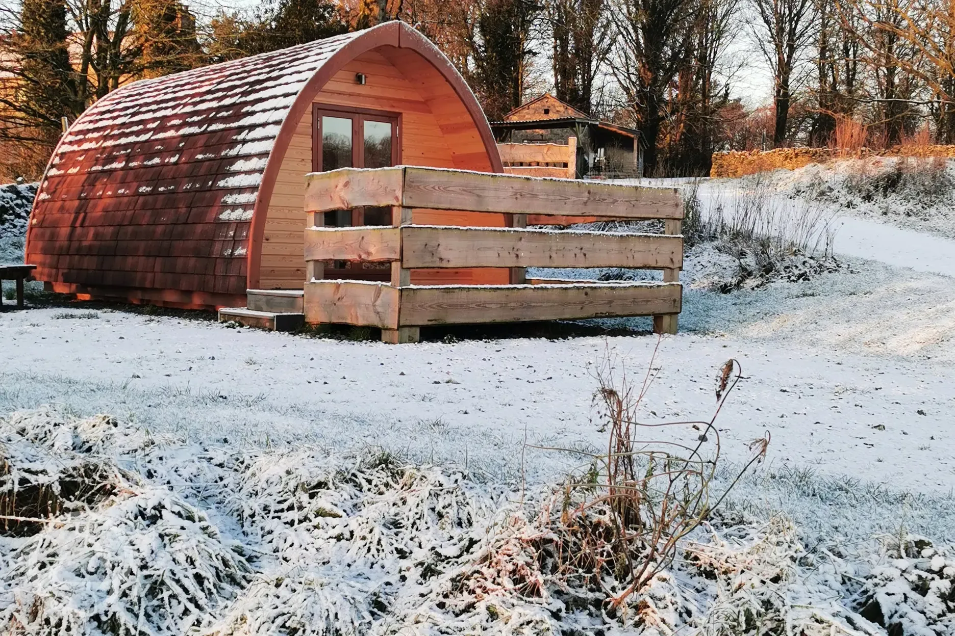 Camping pod in winter