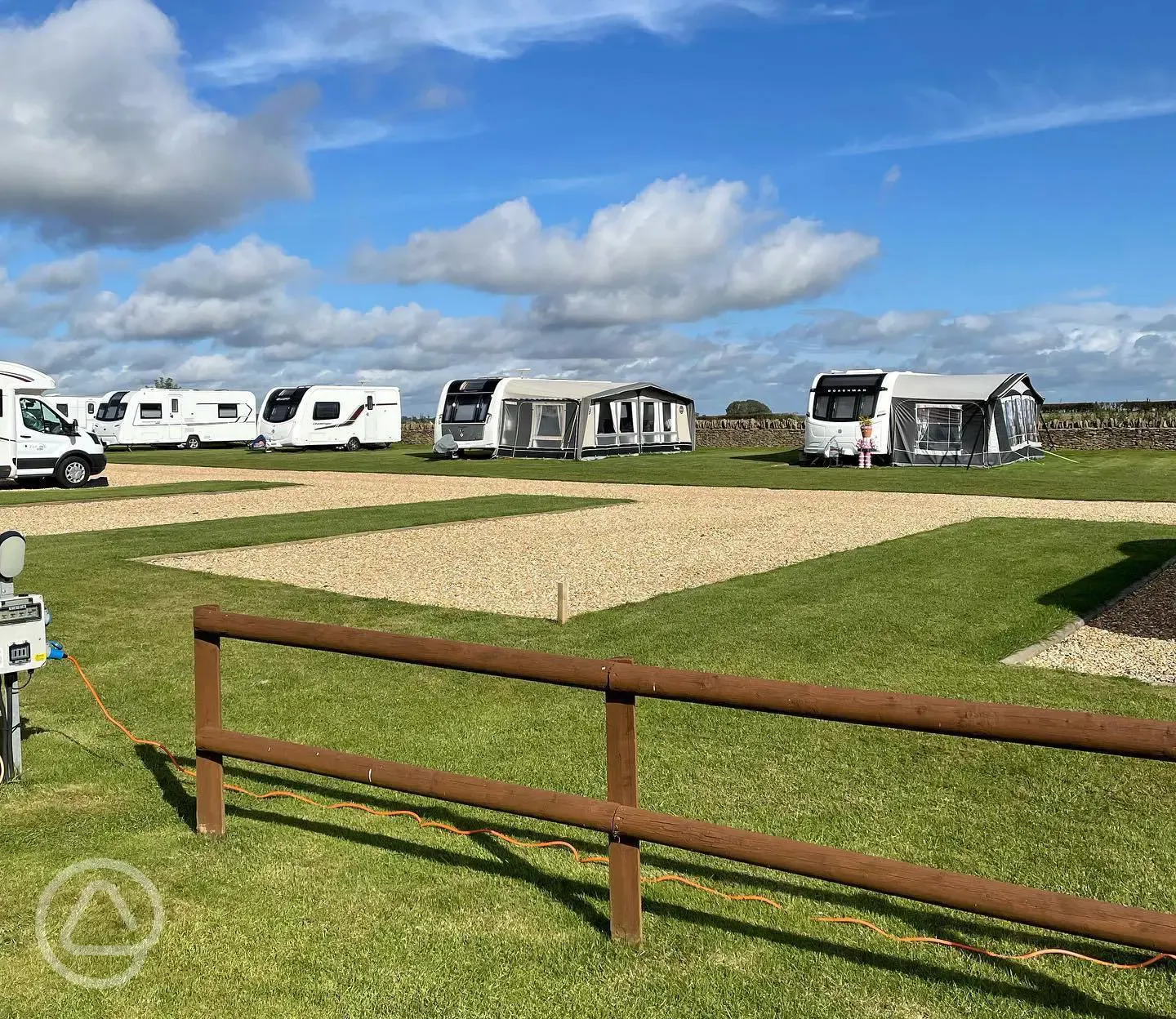 Hardstanding touring pitches with 16 amp electric hook ups