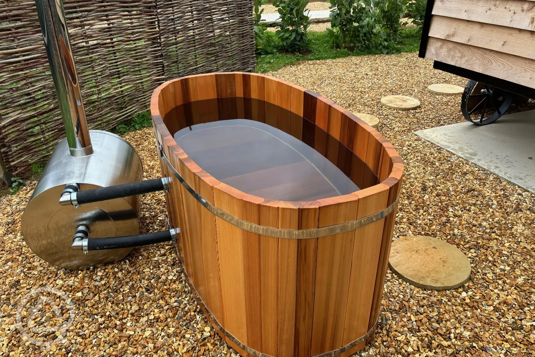 Shepherd's hut wood-fired Japanese bath