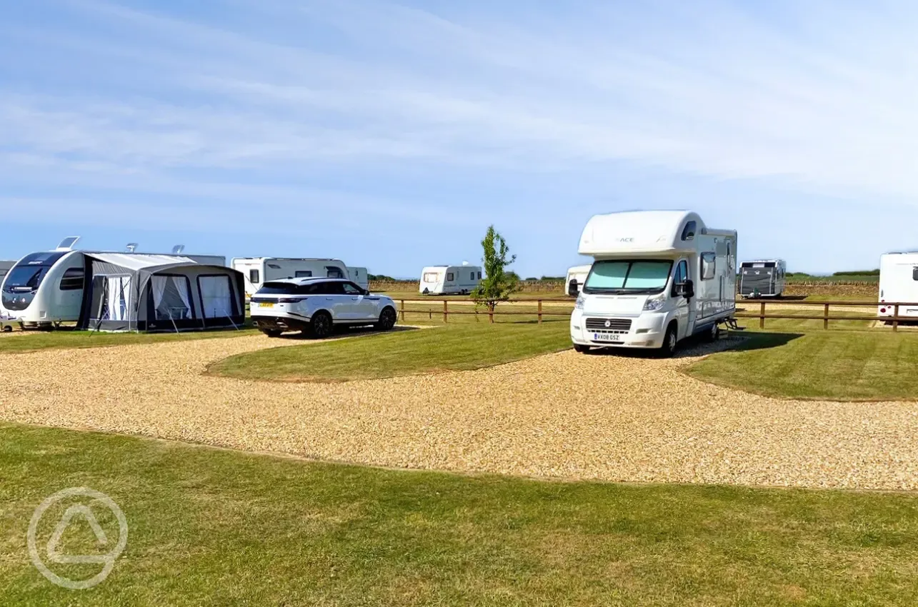 Hardstanding touring pitches with 16 amp electric hook ups