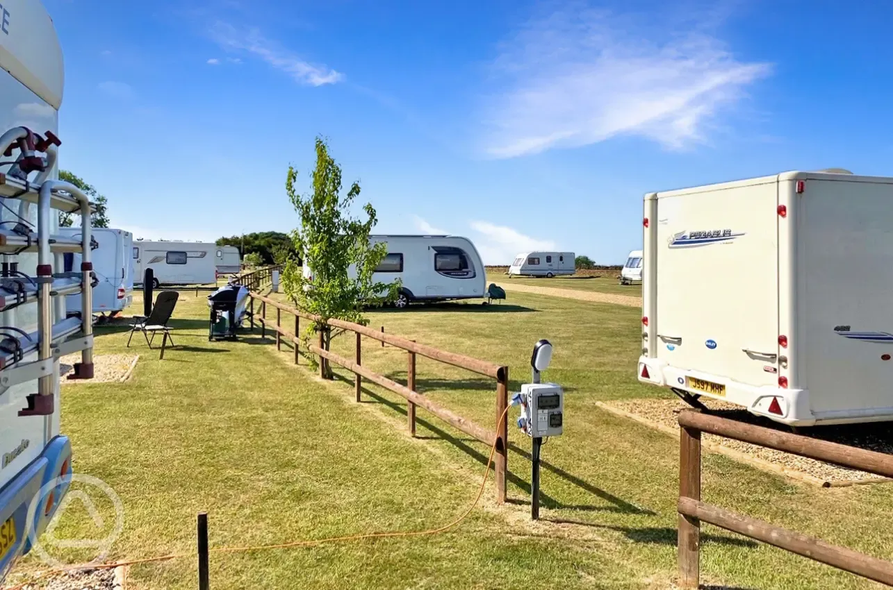 Hardstanding touring pitches with 16 amp electric hook ups