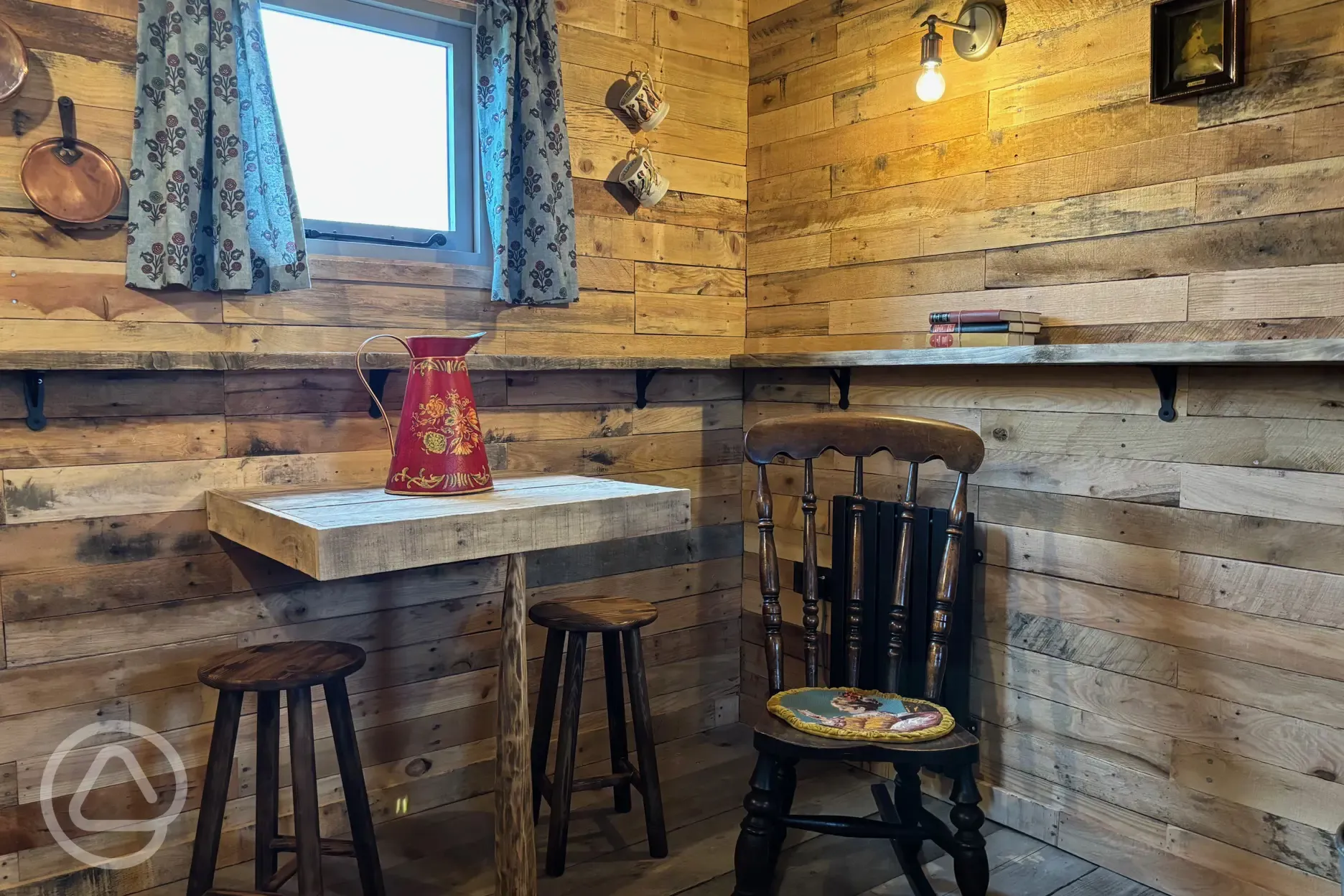 Shepherd's hut small seating area