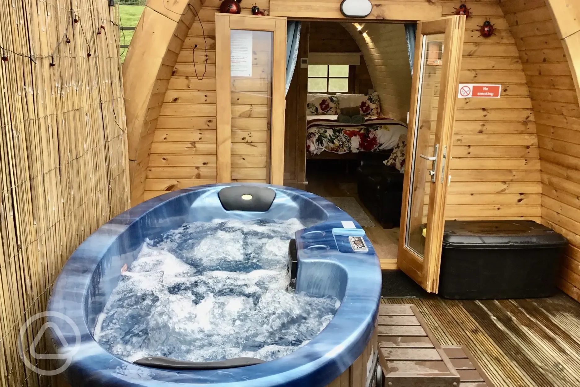 Private hot tubs with Bluetooth speakers