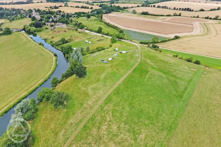 Aerial of site next to the River Nene