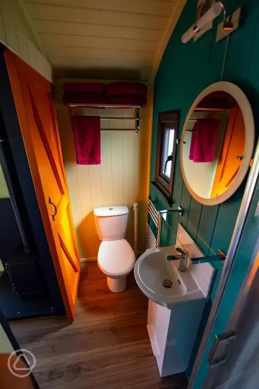 The Gambo shepherd's hut ensuite bathroom