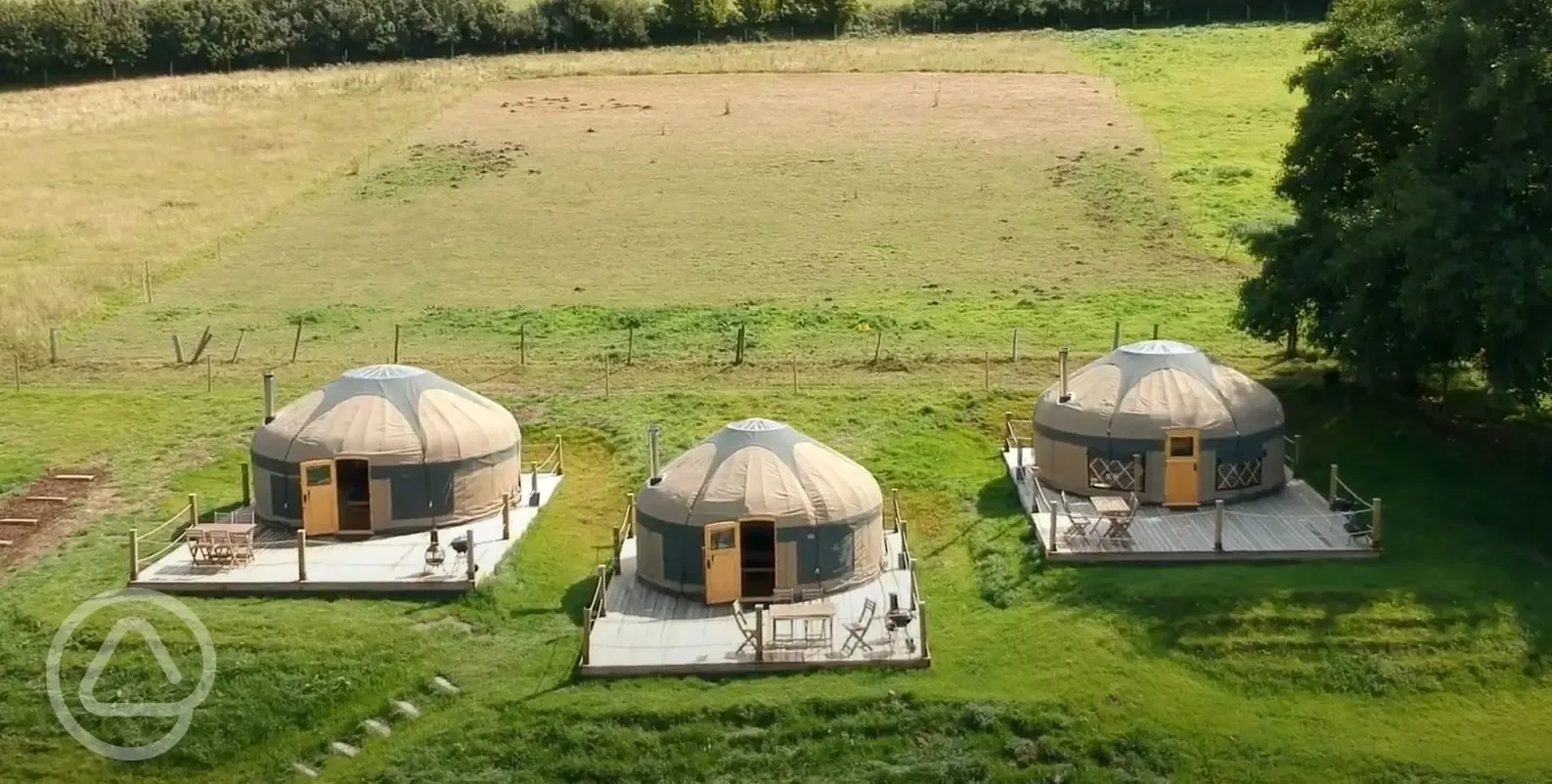 Aerial of the yurts