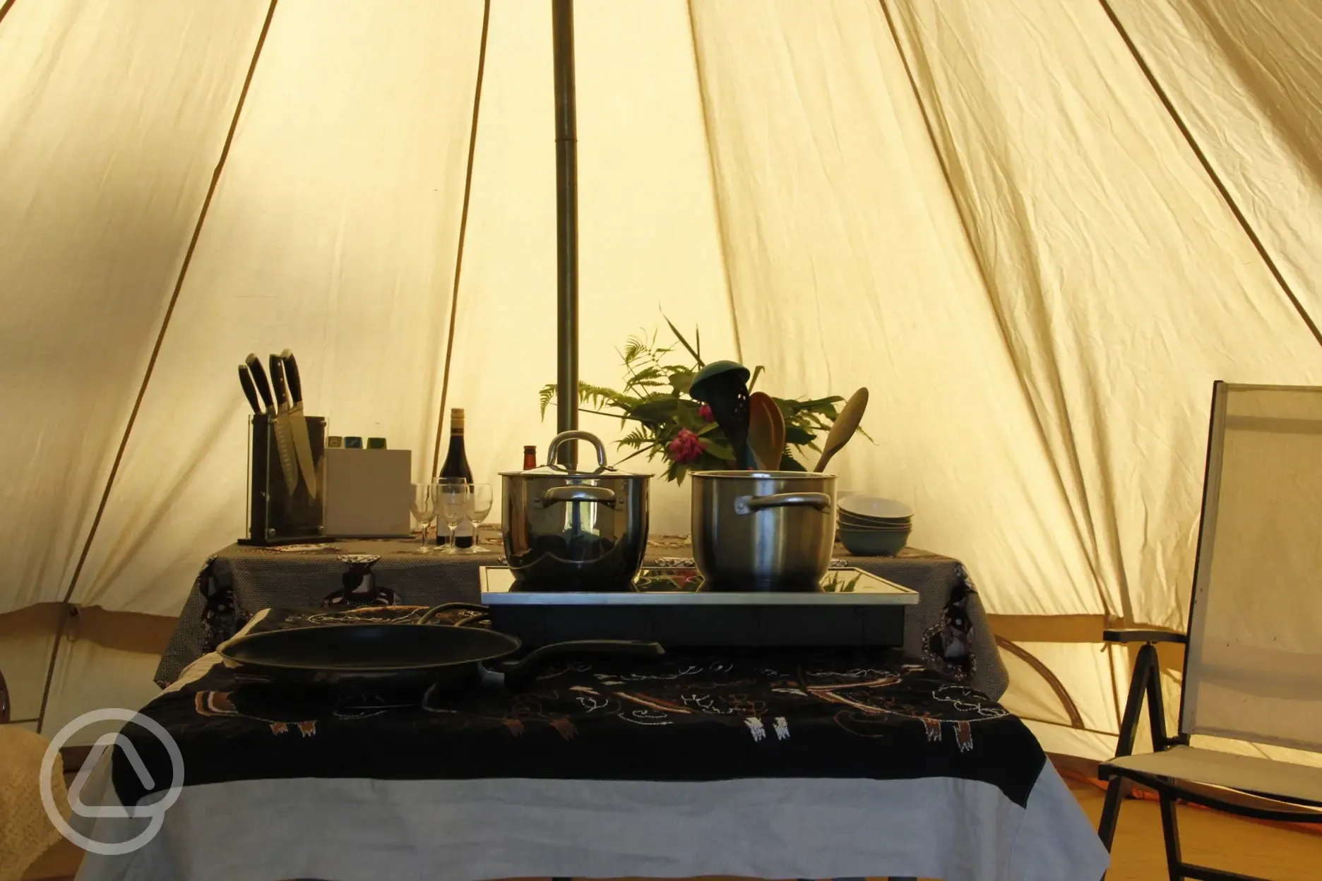 Bell tent kitchen